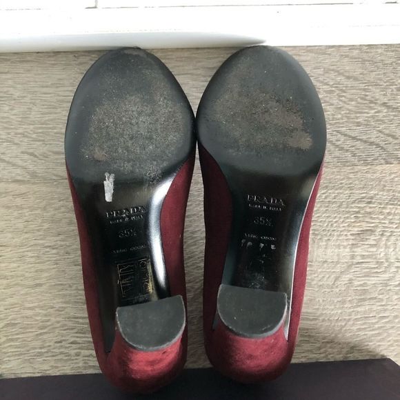 PRADA burgundy suede heels - size 35.5 - Picture 5 of 7